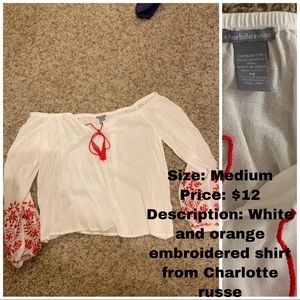 Charlotte Russe Longsleeve blouse with embroidery
